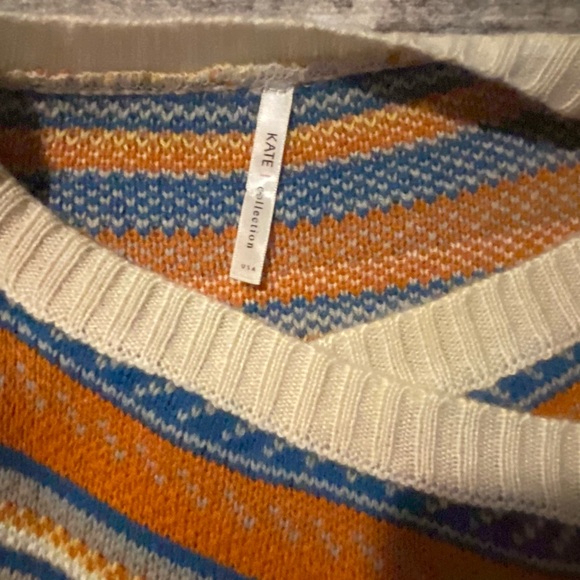 kate collection cardigan Medium Ivory Blue And Orange With Tassels - Picture 4 of 5